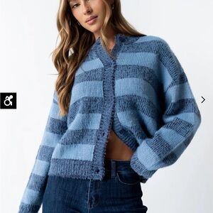 Bohme Blue Striped Women's Cardigan
